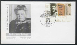 2495 Friedensnobelpreis An Bertha Von Suttner Auf FDC Bonn - Lettres & Documents