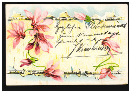 Blumen-AK Blumengirlande, OBERMOSCHEL 13.3.1904 Nach ROCKENHAUSEN 13.3.04  - Andere & Zonder Classificatie