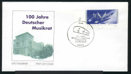 2346 Musikrat - Nassklebend Auf FDC Bonn - Cartas & Documentos