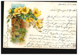 Blumen-AK Haus Mit Garten Gelbe Blumengirlande, BERLIN 33 C 10.9.1904 - Other & Unclassified