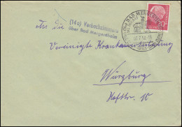 Landpost-Stempel Vorbachzimmern über BAD MERGENTHEIM SSt Auf Brief 8.7.1958  - Otros & Sin Clasificación