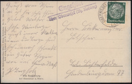 Landpost-Stempel Engehöll über OBERWESEL (BZ. KOBLENZ) 30.8.35 Auf AK Schönburg  - Covers & Documents