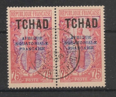 TCHAD - 1924 - N°YT. 33 - Guerrier 75c Rouge Et Violet - Paire - Oblitéré / Used - Gebruikt