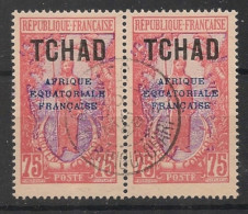 TCHAD - 1924 - N°YT. 33 - Guerrier 75c Rouge Et Violet - Paire - Oblitéré / Used - Gebruikt