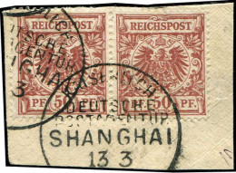 Deutsche Auslandspost China, Vorläufer, 1891, V 50 B, Briefstück - Altri & Non Classificati