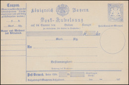 Bayern A 12 Type II Postanweisung 7 Kreuzer Blau Wappen Postfrische ** Erhaltung - Postal  Stationery