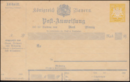 Bayern Postanweisung 40 Pfennig Gelb Wappen, Unten Abgeschnitten, Ungebraucht ** - Postal  Stationery