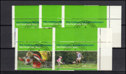 2324-2328 Sporthilfe Fußball-WM: ER-Satz O.r. Vollstempel VS Frankfurt/M. ET-O - Used Stamps