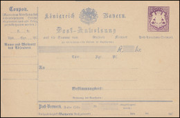 Bayern A 8 I Postanweisung 12 Kreuzer Violett Wappen, Type I, Postfrisch ** - Enteros Postales