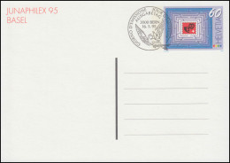Schweiz Postkarte P 255 Ausstellung JUNAPHILEX 95 BASEL, ESSt BERN 16.5.95 - Interi Postali