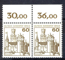 537 Burgen U.Schl. 60 Pf Paar OR ** Postfrisch - Neufs