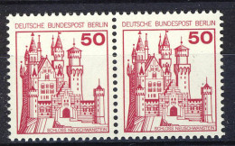 536 Burgen U.Schl. 50 Pf Waag. Paar ** Postfrisch - Unused Stamps