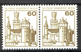 537 Burgen U.Schl. 60 Pf Waag. Paar ** Postfrisch - Unused Stamps