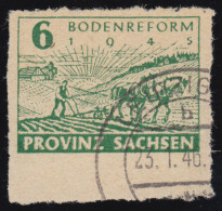 85wa I Bodenreform Mit PLF I Dickes S In SACHSEN, Gestempelt, Geprüft Ströh BPP - Oblitérés
