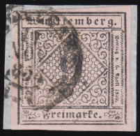 Württemberg 4a Ziffer Breitrandig, Briefstück 1854, Tief Geprüft Heinrich BPP - Oblitérés