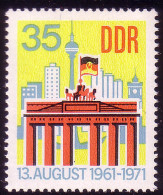 1692 10 Jahre Berliner Mauer Brandenburger Tor 35 Pf ** - Ungebraucht