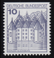 913CI Burgen Und Schlösser 10 Pf Glücksburg, ** BUCHDRUCK, Neue Fluoreszenz - Ongebruikt