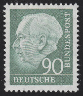 265xw Theodor Heuss 90 Pf, Glatte Gummierung, ** Postfrisch - Ongebruikt