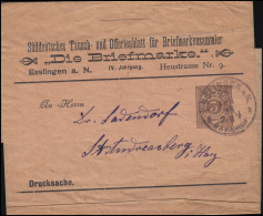 Württemberg Streifband Als Drucksache Die Briefmarke ESSLINGEN-BAHNHOF 3.4.1898 - Ganzsachen