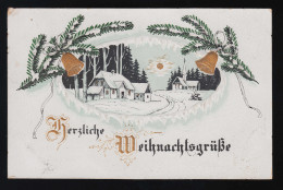 Glocken Reisig Eis Schnee Dorf Herzliche Weihnachtsgrüße, Kitzingen 22.12.1919 - Autres & Non Classés