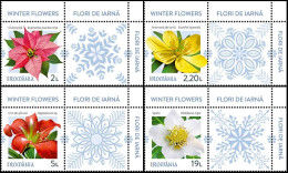 ROMANIA, 2020, WINTER FLOWERS, Plants, Set Of 4 Stamps + Label, MNH (**); LPMP 2310 - Unused Stamps