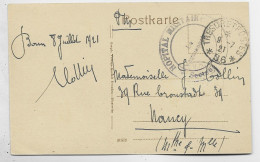 GERMANY CARTE BONN + TRESOR ET POSTES *96* 1921 + HOPITAL MILITAIRE - Militärstempel Ab 1900 (ausser Kriegszeiten)