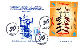 Yugoslavia, Athletics, A'90, European Championship Split 1990, Additional Charity Stamp, Miniature Sheet, Cancel Split - Atletismo