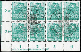 DDR, 1953, 409 XI (8) DV1, Gef.gestempelt, Viererblock - Sonstige & Ohne Zuordnung