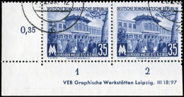 DDR, 1955, 448a XI DV1, Gef.gestempelt, Paar - Sonstige & Ohne Zuordnung