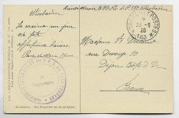 GERMANY CARTE  WIESBADEN + TRESOR POSTES 23.9.1920 *180* + CACHET VIOLET COMMISSION INTERALLIEE DES C.F.C. PAYS RHENANS - Cachets Militaires A Partir De 1900 (hors Guerres)