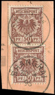 Deutsche Auslandspost China, Vorläufer, 1896, V 50 D, Briefstück - Altri & Non Classificati