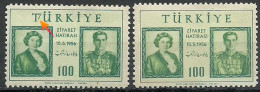 Turkey; 1956 Visit Of Iran Shah And Queen To Turkey ERROR "A Slash Between The Letters Of T And Ü" MNH** - Unused Stamps