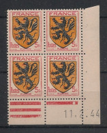 FRANCE - 1944 - N°YT. 602 - Blason De Flandre - Bloc De 4 Coin Daté - Neuf Luxe ** / MNH / Postfrisch - 1940-1949