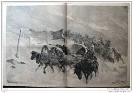 Un Convoi D´Or En Siberie - Goldtransport In Sibirien - Dessin M. Karazine - Page Original - 1885 - Documenti Storici