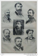 Peintres Et Sculpteurs - Rousseau - Kreyder - Vibert - Falguière - Dubois - Saint-Pierre - Page Original - 1885 - Documents Historiques