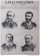 M. Caro - Olivier Pain - M. Du Sommerard - M. Dupuy De Lôme - Page Original - Alter Stich 1885 - Historische Dokumente