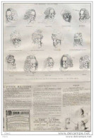 Différentes Physiognomies De Voltaire Par Huber - Page Original 1885 - Documenti Storici