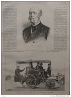 Le Comte De Munster - Voiture à Vapeur Construite Par MM. De Dion Et Trepardoux - Page Original 1885 - Documenti Storici