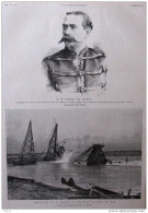 Le Général De Courcy - Destruction De La Drague Qui Obstruait Le Canal De Suez - Page Original - 1885 - Documents Historiques
