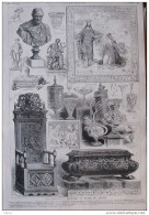 La Collection Davillier Au Musée De Louvre - Mortier En Bronze - Verres Arabes - Page Original 1885 - 2 - Documenti Storici