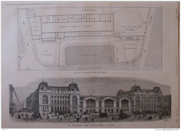 La Nouvelle Gare De Saint-Lazare - La Facade - Page Original 1885 - Historische Dokumente