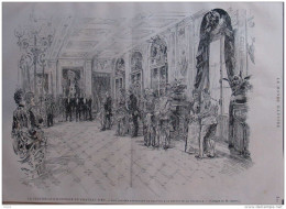 Funèbres De Victor Hugo - Le Vestibule D'honneur Du Château D'Eu - Page Original 1885 - Documentos Históricos