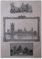 Londres, London - Le Palais Du Parlament - Cimetière De Brompton - Battle Abbey - Page Original - 1885 - Documents Historiques