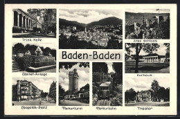 AK Baden-Baden, Gönner-Anlage, Leopolds-Platz, Merkurturm Und Merkurbahn  - Baden-Baden