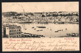 AK Flensburg, Panorama Mit Booten  - Flensburg