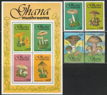 GHANA - N°1494/7+BLOC N°227 ** (1993) Champignons - Ghana (1957-...)