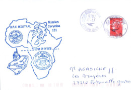 ENVELOPPE AVEC CACHET B.P.C. MISTRAL - MISSION CORYMBE 131 - PASSAGE DE LA LIGNE DE PARTAGE MERS ET OCEAN LE 11/12/2015 - Seepost