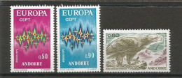 ANDORRE ANNEE 1972 LOT DE 3 TP N°217 à 219 NEUFS** MNH TB COTE 47,00 € - Unused Stamps