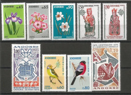 ANDORRE ANNEE 1974 LOT DE 9 TP N°234 à 242 NEUFS** MNH TB COTE 69,20 € - Unused Stamps