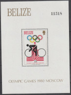 Belize: 1979, Blockausgabe: Mi. Nr. 11, Olympische Sommerspiele 1980, Moskau..  **/MNH - Ete 1980: Moscou